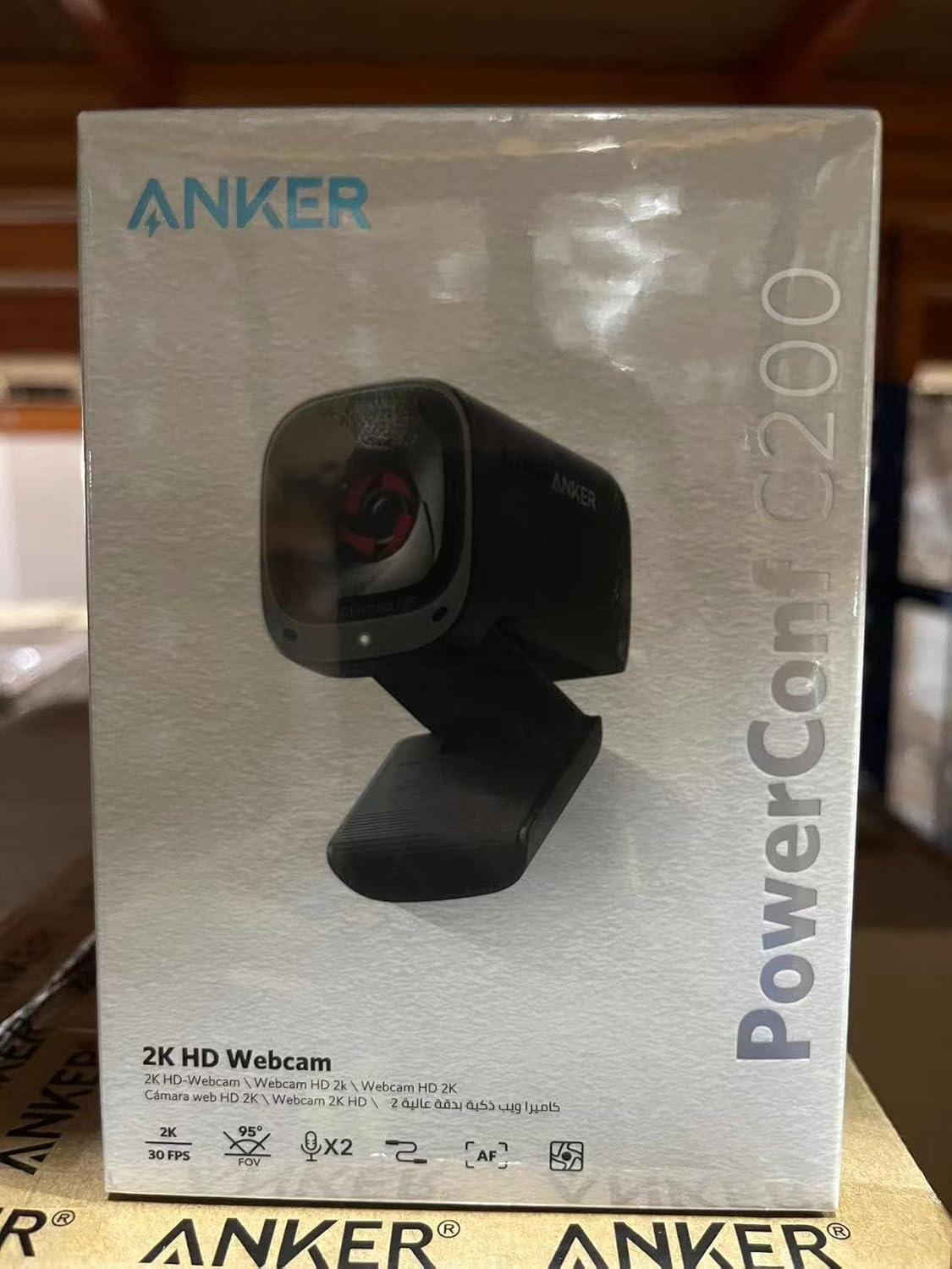 imageAnker PowerConf C200 2K Webcam for PCLaptopMac Computer Camera LowLight Correction AINoise Canceling Mics Adjustable Field of View Builtin Privacy Cover Stereo Mics for Meeting