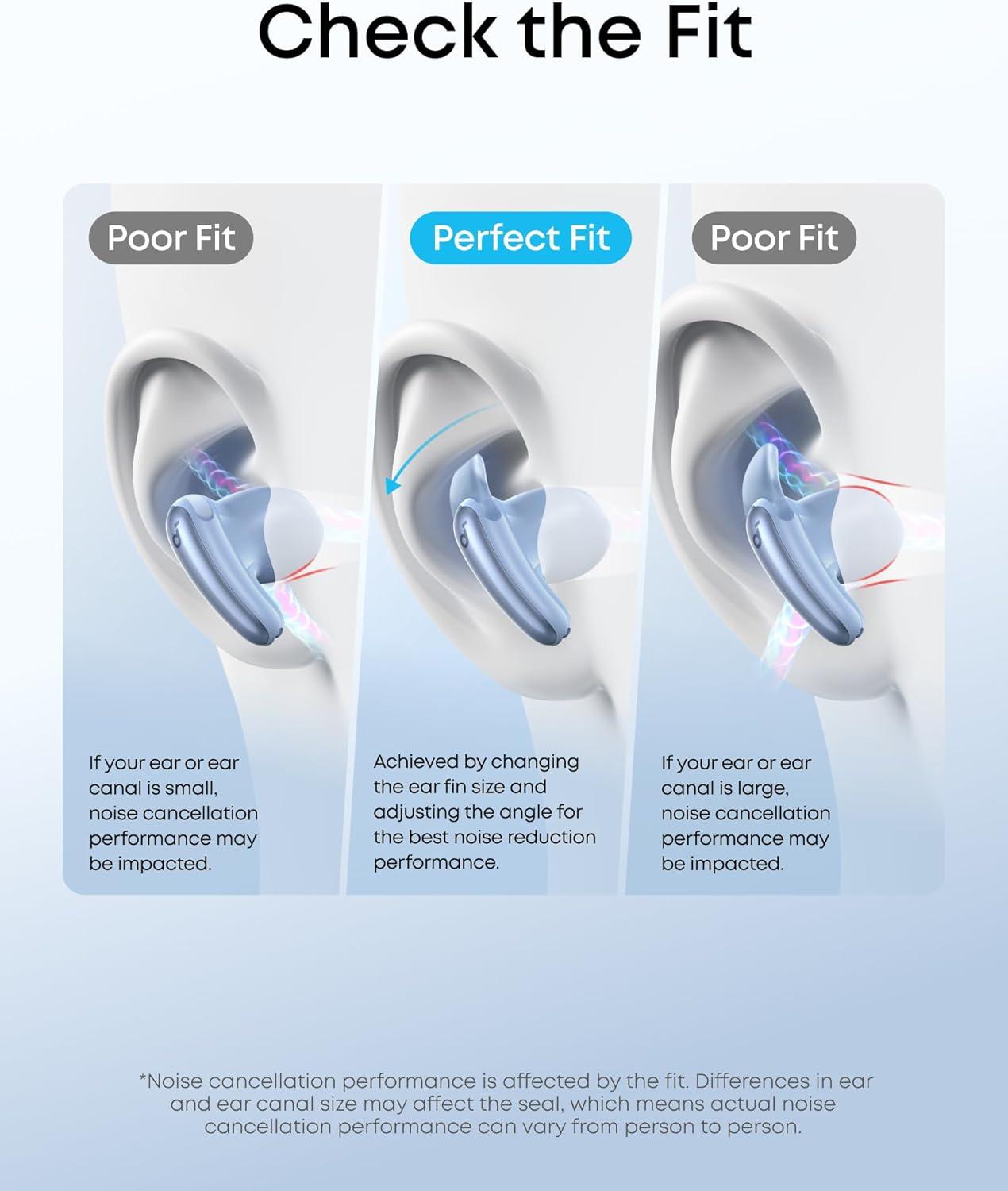 imageSoundcore Liberty Buds by Anker SemiinEar Design Removable Ear Fins RealTime Adaptive Noise Cancelling Fast Charging Wireless Bluetooth EarbudsTranslation Earbuds 30H PlaytimeLight Blue
