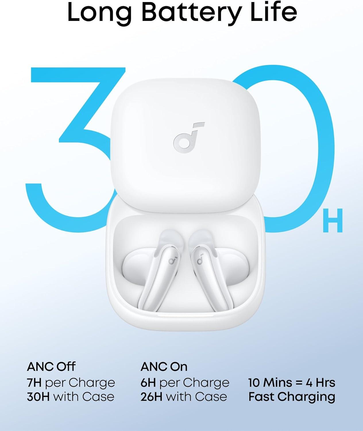 imageSoundcore Liberty Buds by Anker SemiinEar Design Removable Ear Fins RealTime Adaptive Noise Cancelling Fast Charging Wireless Bluetooth EarbudsTranslation Earbuds 30H PlaytimeWhite