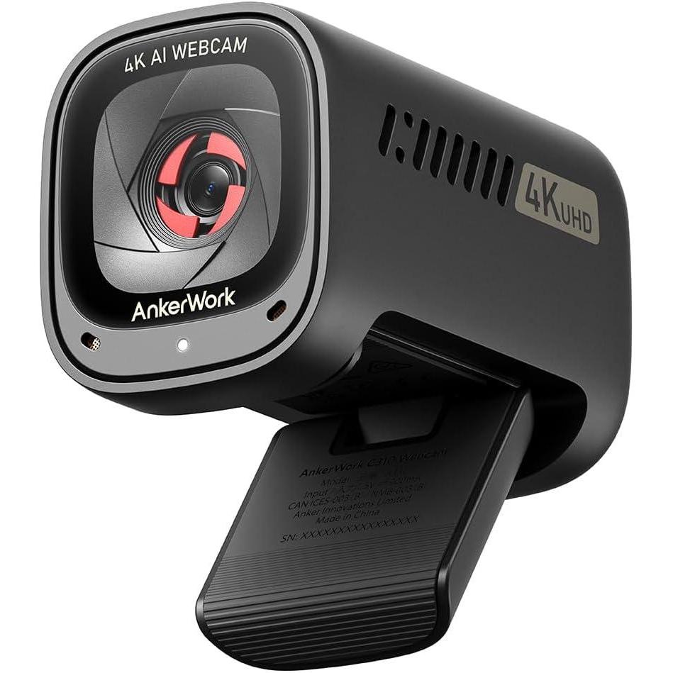 imageAnker AnkerWork C310 Webcam 4K Webcam 12 Megapixel AI Auto Focus AI Framing AI Noise Canceling Mic Builtin Privacy Cover and Adjustable FOV 1080p60FPS HDR for Video Calls and Livestreams