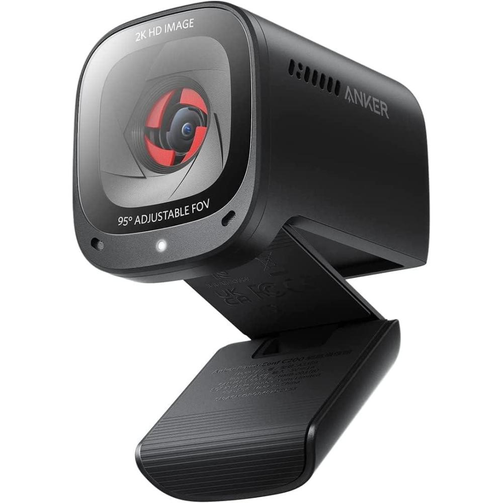 imageAnker PowerConf C200 2K Webcam for PCLaptopMac Computer Camera LowLight Correction AINoise Canceling Mics Adjustable Field of View Builtin Privacy Cover Stereo Mics for Meeting