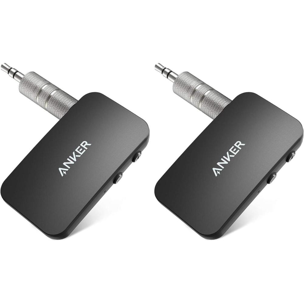 imageAnker Soundsync Bluetooth Receiver for Music Streaming with Bluetooth 50 Dual Device Connection Handsfree Calls 12Hour Battery Life for Car ampamp Home Stereo Signal Reception OnlySmall Pack of 2