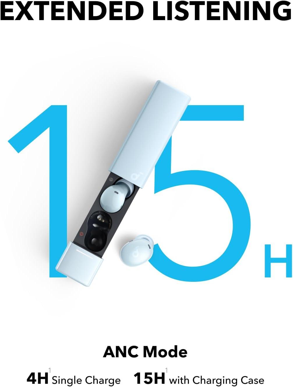 imageSoundcore A30i by Anker Smart Noise Cancelling Earbuds LipstickShaped Stylish Design Tiny Lightweight Comfort Clear Sound IP54 15H Playtime in ANC Mode Wireless Earbuds Bluetooth 54Blue