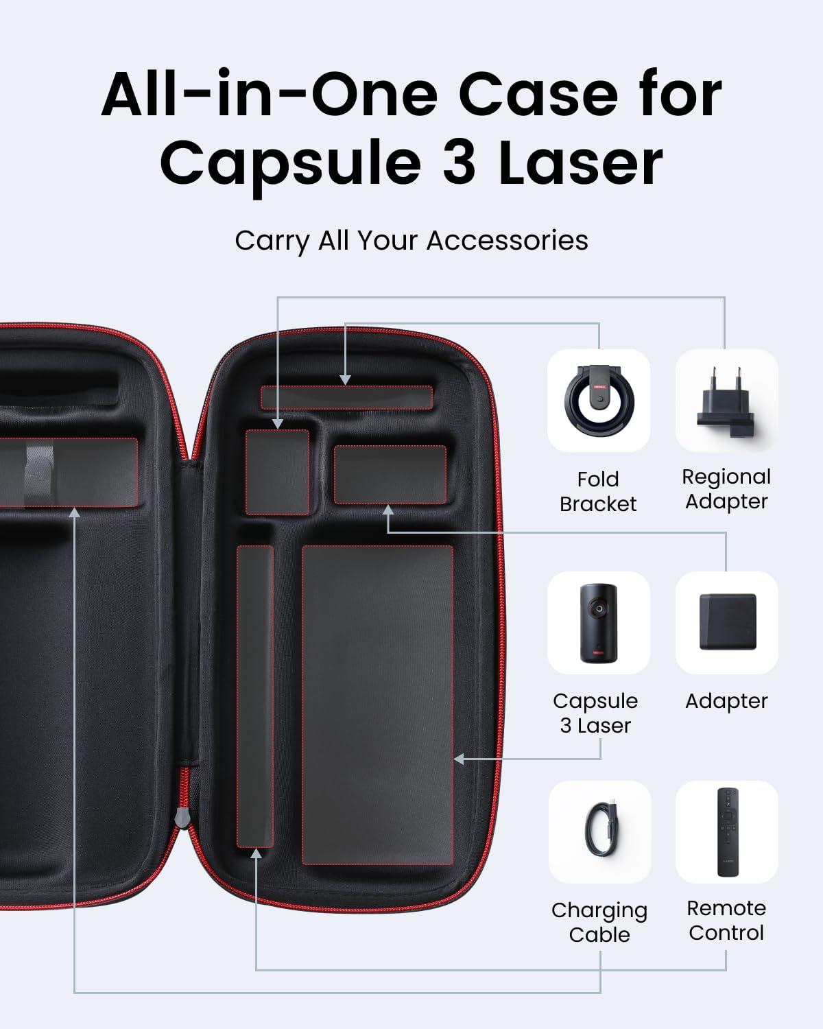 imageNEBULA Capsule 3 Laser Official AllinOne Travel Case Customized for Capsule 3 Adapter Remote Control Cables and Stand Waterproof and Protective Polyester