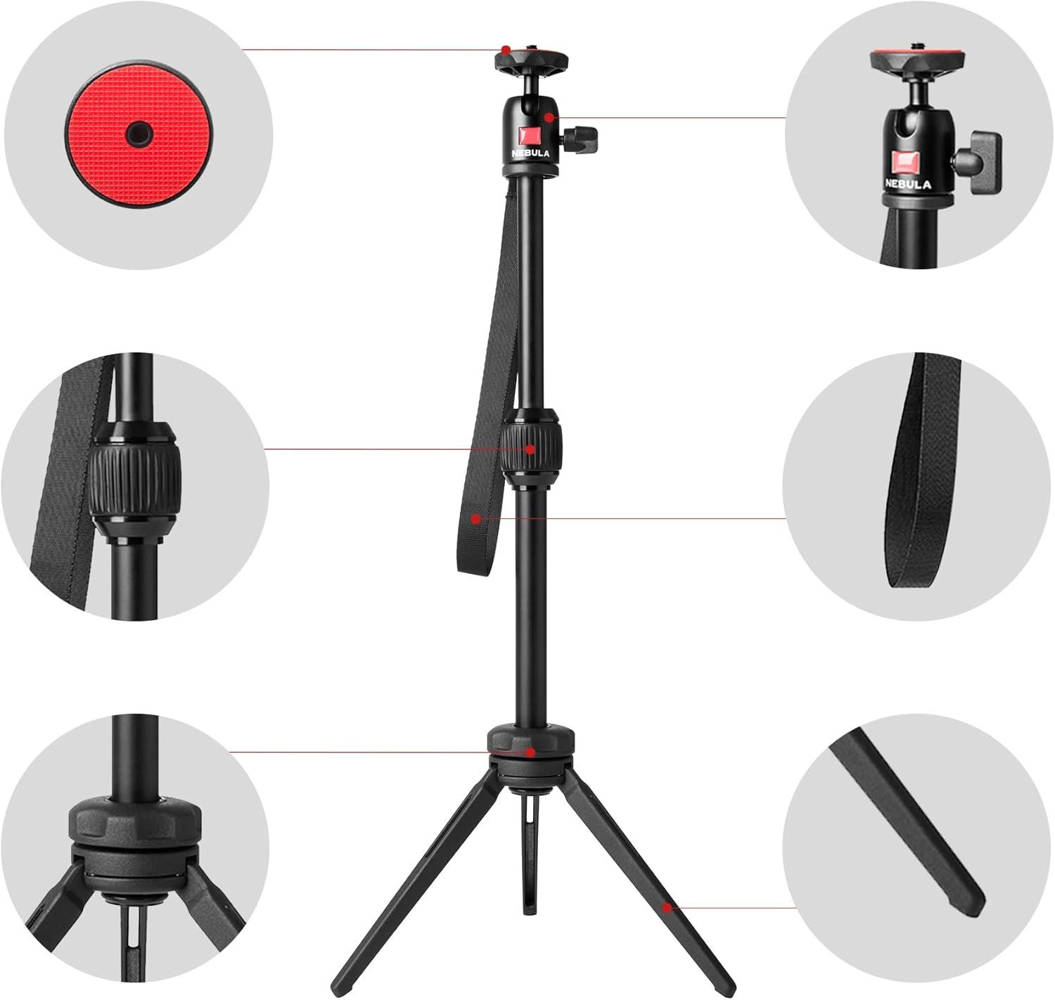 imageNebula Adjustable Tripod Stand Compact Portable Projector Stand Includes Universal Mount and Swivel Ball Head Aluminum Alloy Tripod Stand for Capsule 3 Capsule 3 Laser Capsule Air