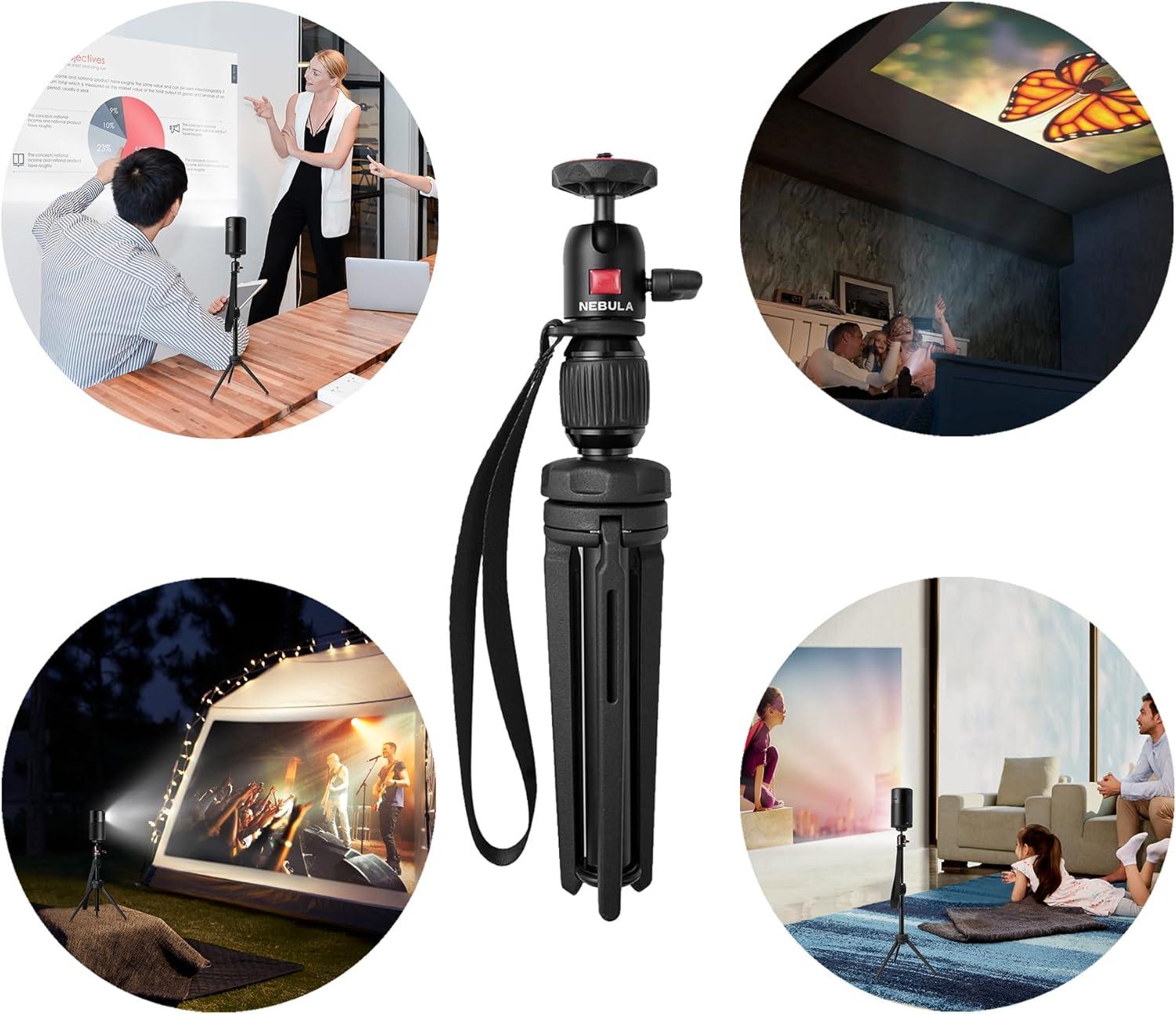imageNebula Adjustable Tripod Stand Compact Portable Projector Stand Includes Universal Mount and Swivel Ball Head Aluminum Alloy Tripod Stand for Capsule 3 Capsule 3 Laser Capsule Air