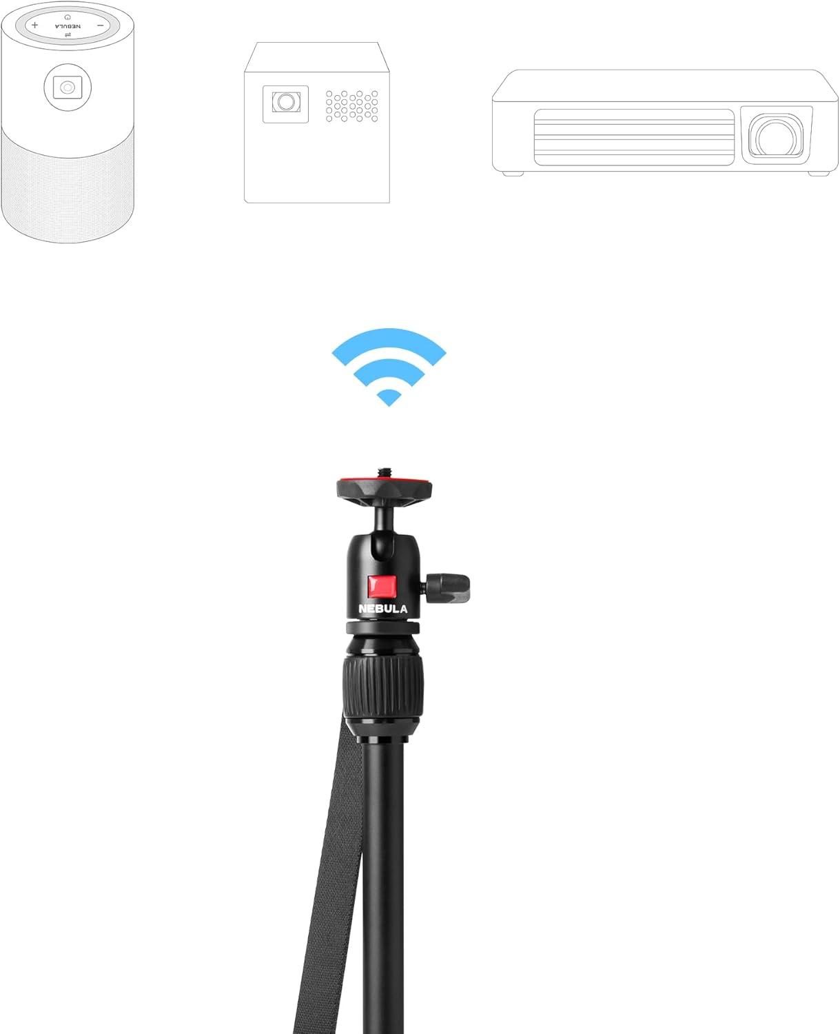imageNebula Adjustable Tripod Stand Compact Portable Projector Stand Includes Universal Mount and Swivel Ball Head Aluminum Alloy Tripod Stand for Capsule 3 Capsule 3 Laser Capsule Air