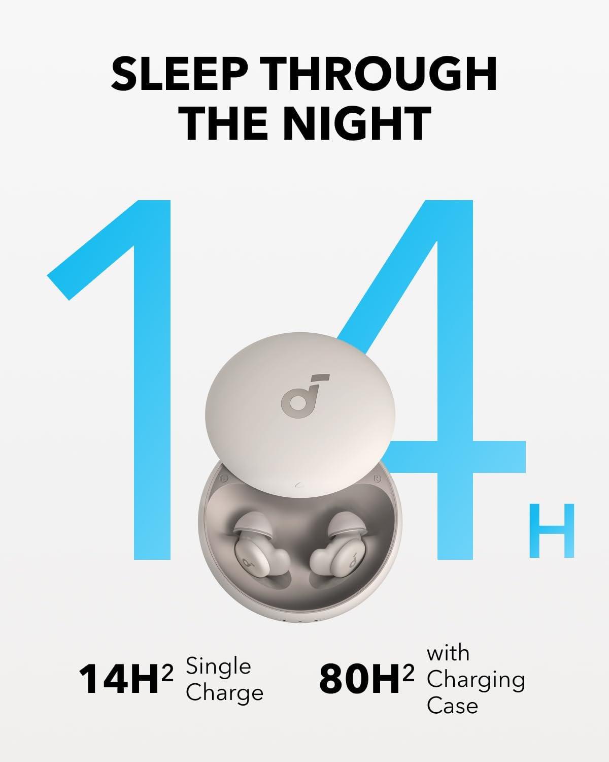 imageSoundcore Sleep A20 Earbuds by Anker Noise Blocking Comfy for Side Sleepers AI Brainwave Audio 80H Playtime Stream Content via Bluetooth 53 Sleep Monitor Personal AlarmSlumber Beige