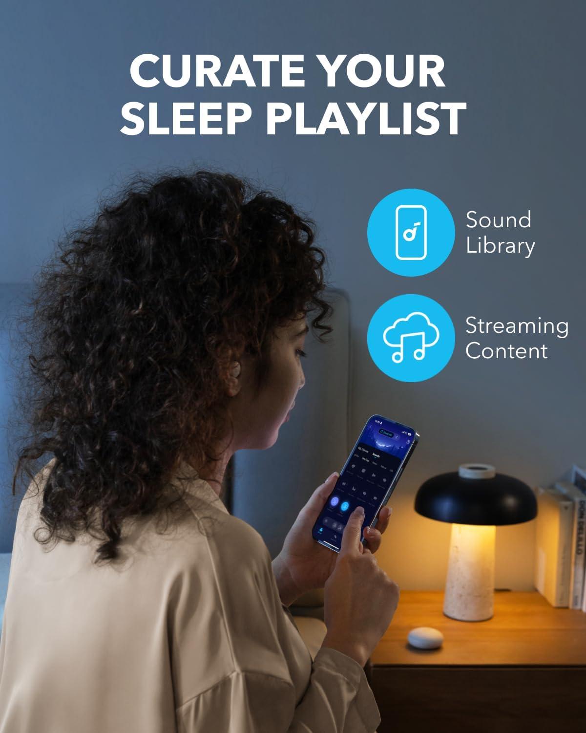 imageSoundcore Sleep A20 Earbuds by Anker Noise Blocking Comfy for Side Sleepers AI Brainwave Audio 80H Playtime Stream Content via Bluetooth 53 Sleep Monitor Personal AlarmSlumber Beige
