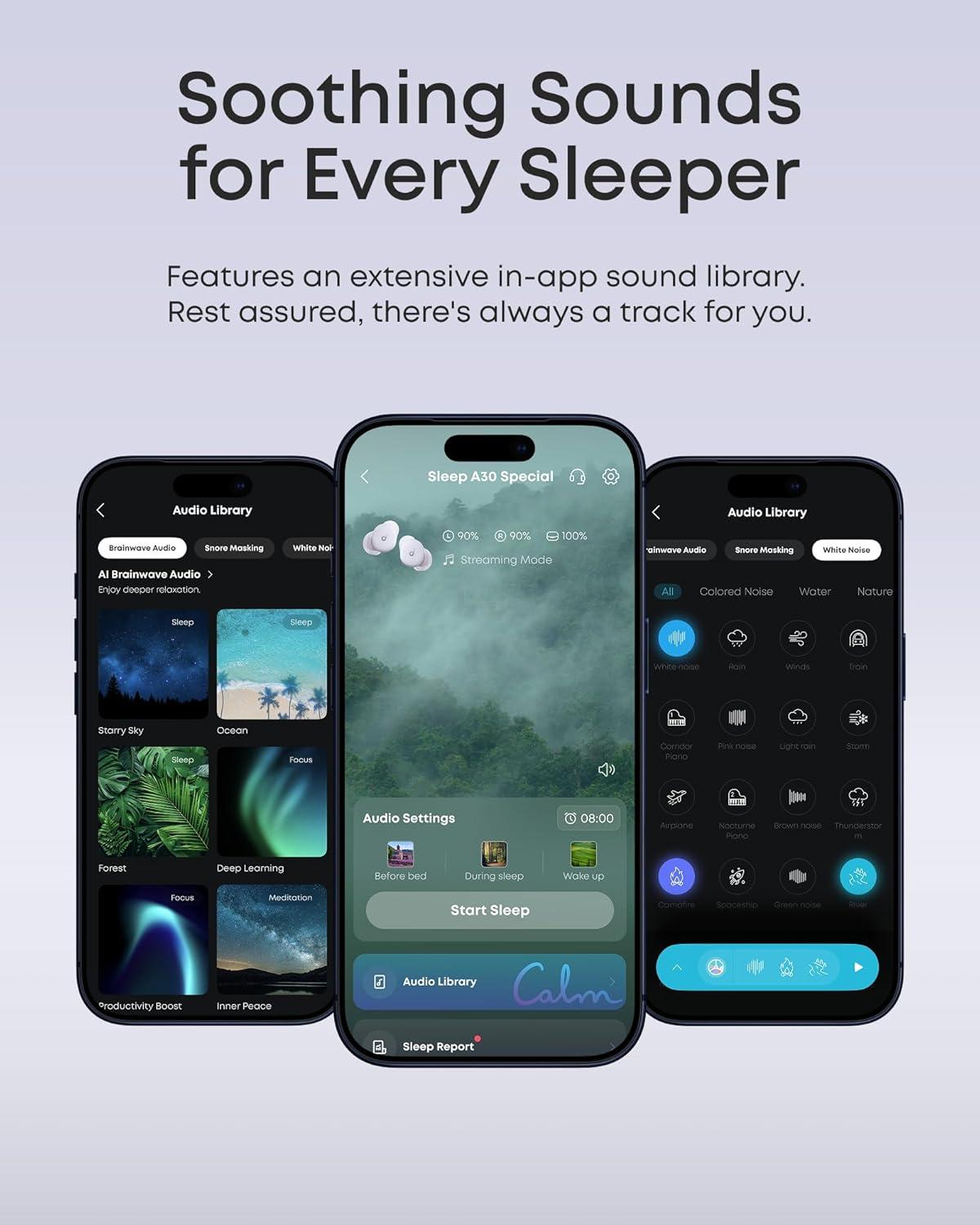 imageSoundcore Sleep A30 Special by Anker Sleep Earbuds ANC Passive Isolation Snore Masking Extensive Sleep Audio Ultra Comfort for Side Sleepers 810H PlaytimeMist Lilac