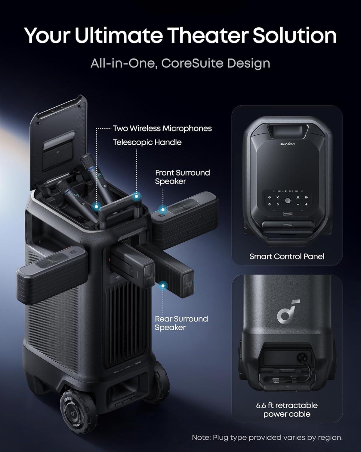 imagesoundcore Nebula X1 Pro Triple Laser 4K Home amp Outdoor Cinema Projector 3500 ANSI Lumens Mobile Theater 714 Spatial Sound Official Dolby Atmos Optical Zoom 560001 Contrast Intelligent SetupX1 ProPower Station