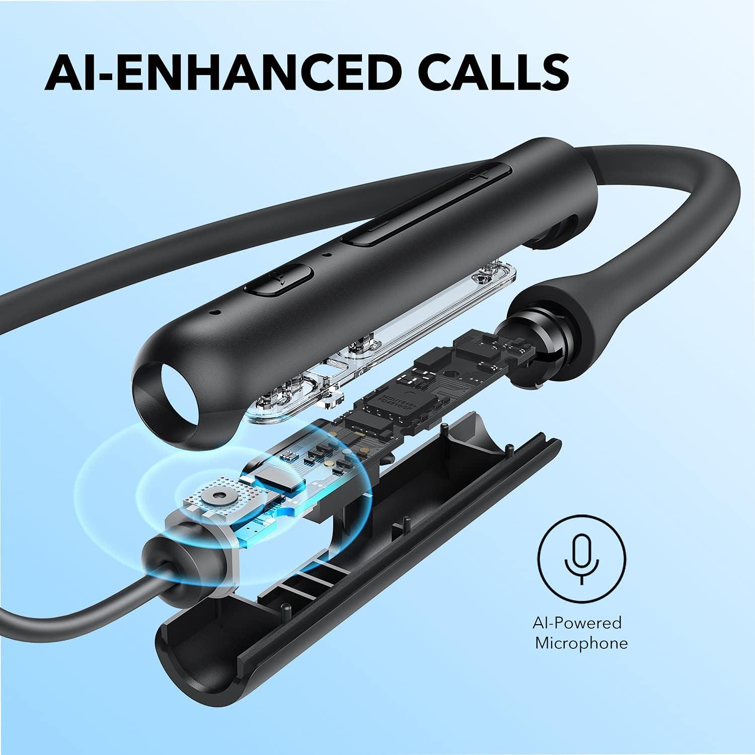 imageSoundcore by Anker Life U2i Wireless Neckband Headphones 10mm Drivers with BassUp Technology 24H Playtime AIEnhanced Calls Foldable and Lightweight IPX5 WaterResistant Secure Fit Bluetooth 5