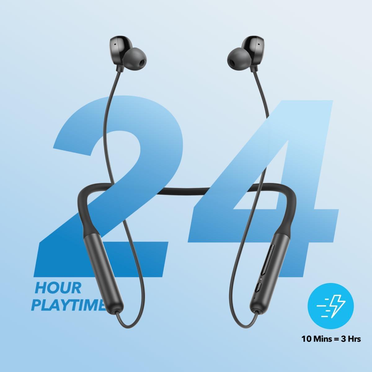 imageSoundcore by Anker Life U2i Wireless Neckband Headphones 10mm Drivers with BassUp Technology 24H Playtime AIEnhanced Calls Foldable and Lightweight IPX5 WaterResistant Secure Fit Bluetooth 5