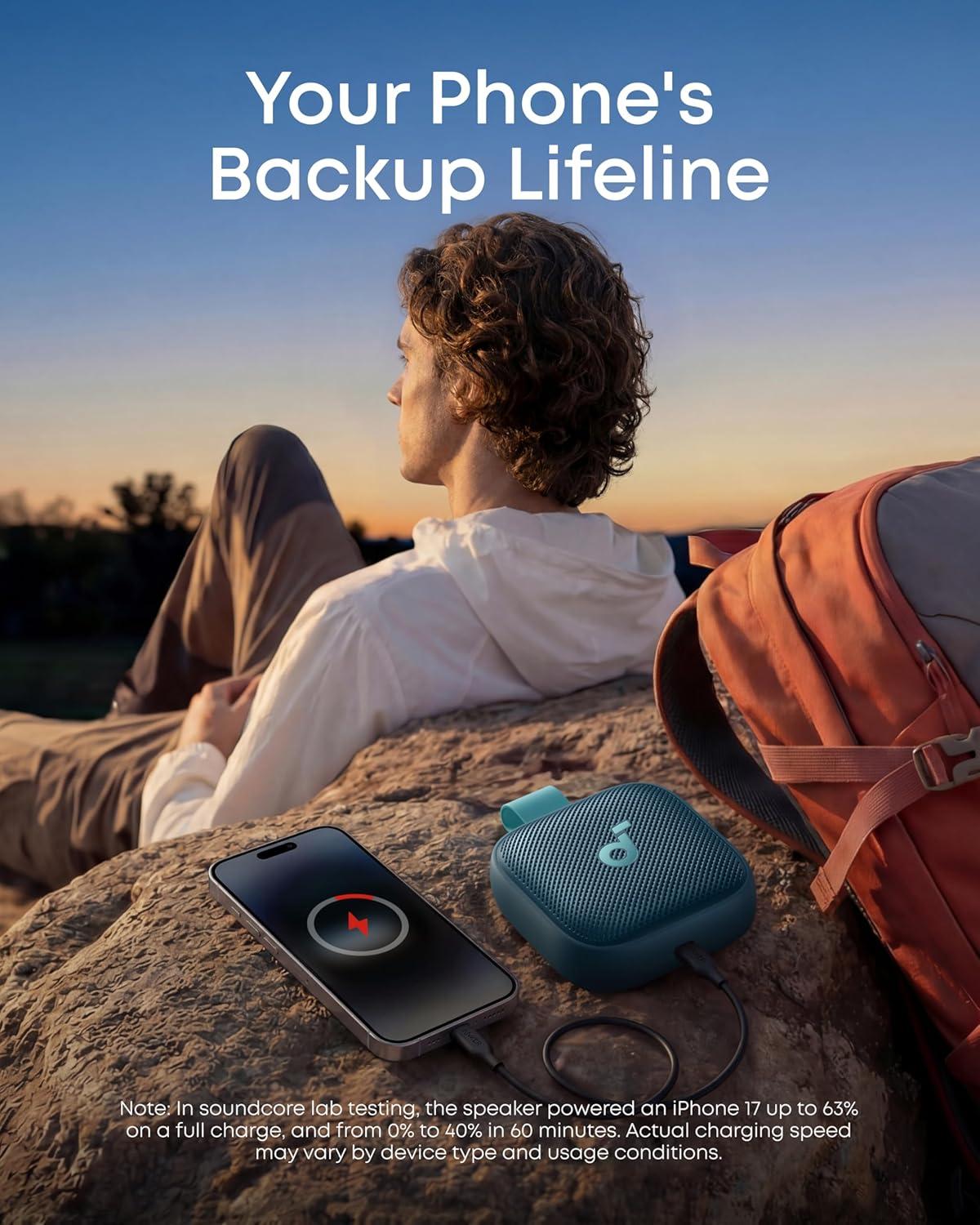 imageSoundcore Boom Go 3i Portable Bluetooth Speaker by Anker 15W Punchy Sound 24H Playtime IP68 BassUp 20 Emergency Charging Bluetooth 60 Waterproof Speaker for HikingCyclingCamping BlueBlue