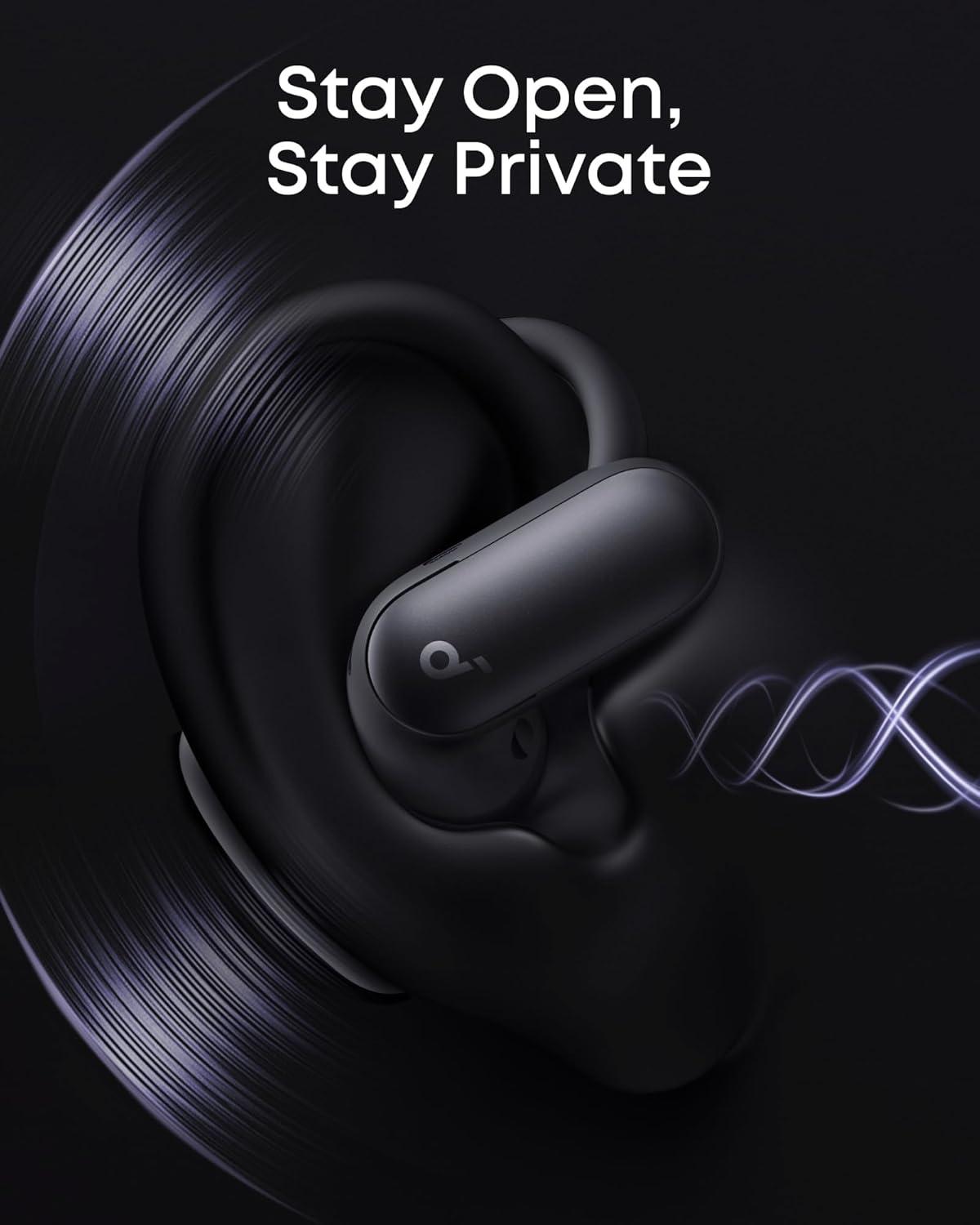 imageSoundcore AeroFit 2 Pro by Anker OpenEar with SemiinEar Active Noise Cancellation DualForm Earbuds Adjustable Ear Hooks HiRes LDAC 4Mic AI Clear Calls IP55 WaterProof Wireless ChargingMatte Black