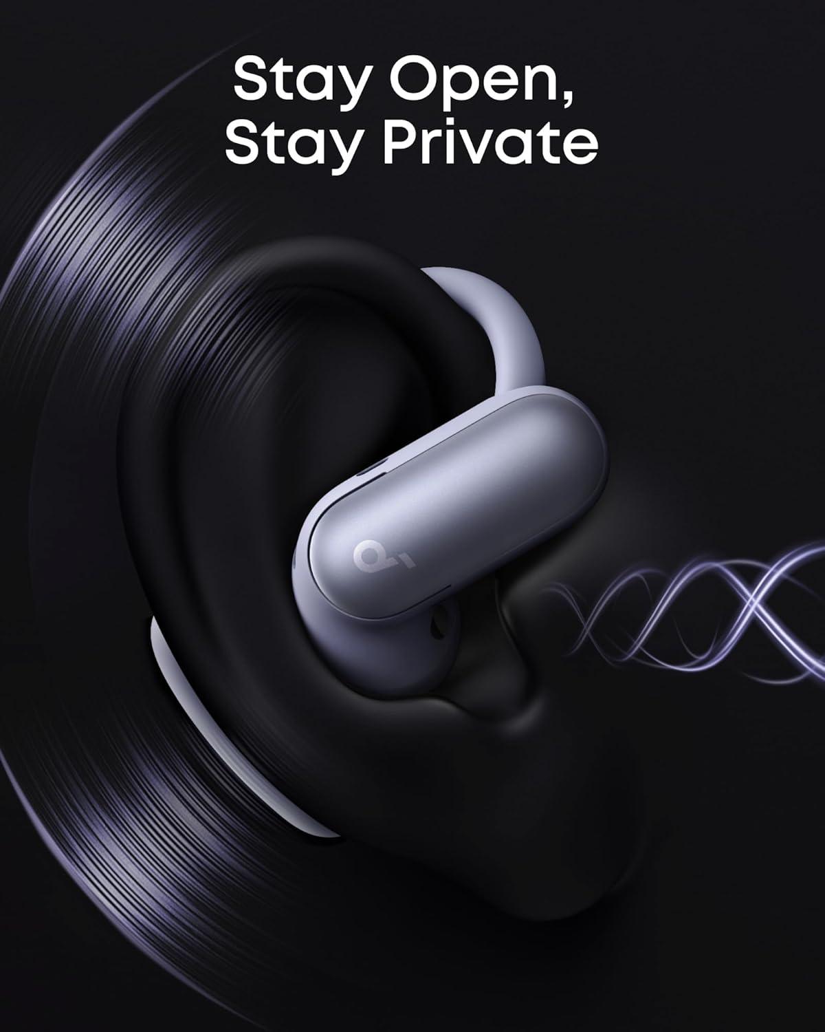 imageSoundcore AeroFit 2 Pro by Anker OpenEar with SemiinEar Active Noise Cancellation DualForm Earbuds Adjustable Ear Hooks HiRes LDAC 4Mic AI Clear Calls IP55 WaterProof Wireless ChargingMatte Purple