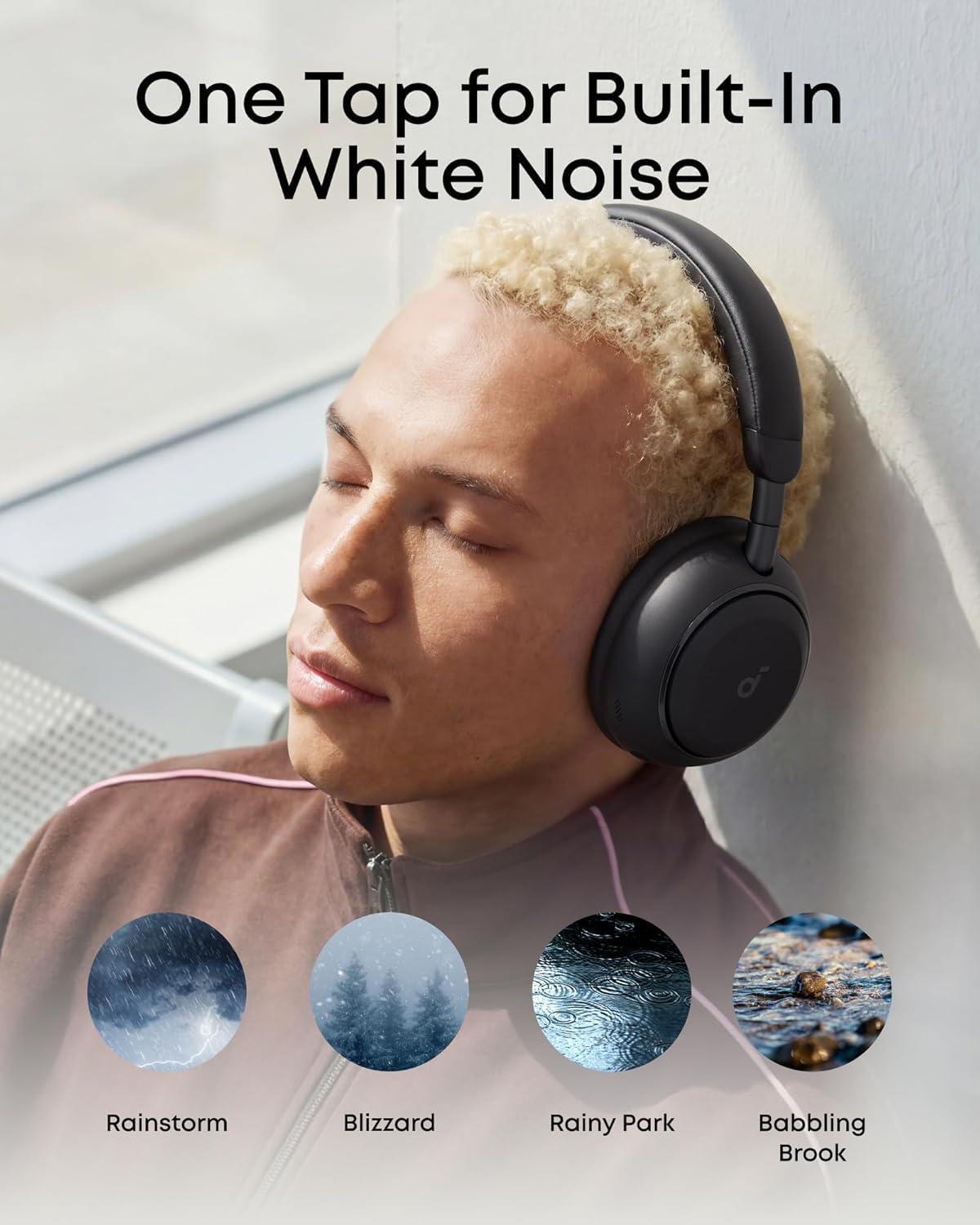 imageSoundcore Space 2 by Anker Active Noise Cancelling Headphones Comfortable Fit 50H Playtime LDAC HiRes Wireless Audio Dual Connection Clear Calls Bluetooth 61 Nap Mode Wearing DetectionJet Black