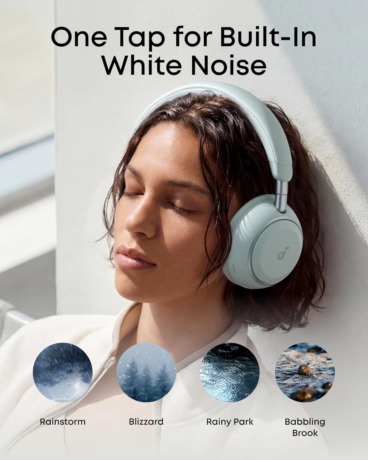 imageSoundcore Space 2 by Anker Active Noise Cancelling Headphones Comfortable Fit 50H Playtime LDAC HiRes Wireless Audio Dual Connection Clear Calls Bluetooth 61 Nap Mode Wearing DetectionSeafoam Green