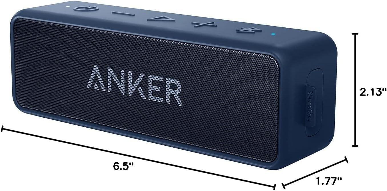 imageAnker Soundcore 2 Portable Bluetooth Speaker with Stereo Sound Bluetooth 5 Bassup IPX7 Waterproof 24Hour Playtime Wireless Speaker for Home Outdoors TravelNavy Blue