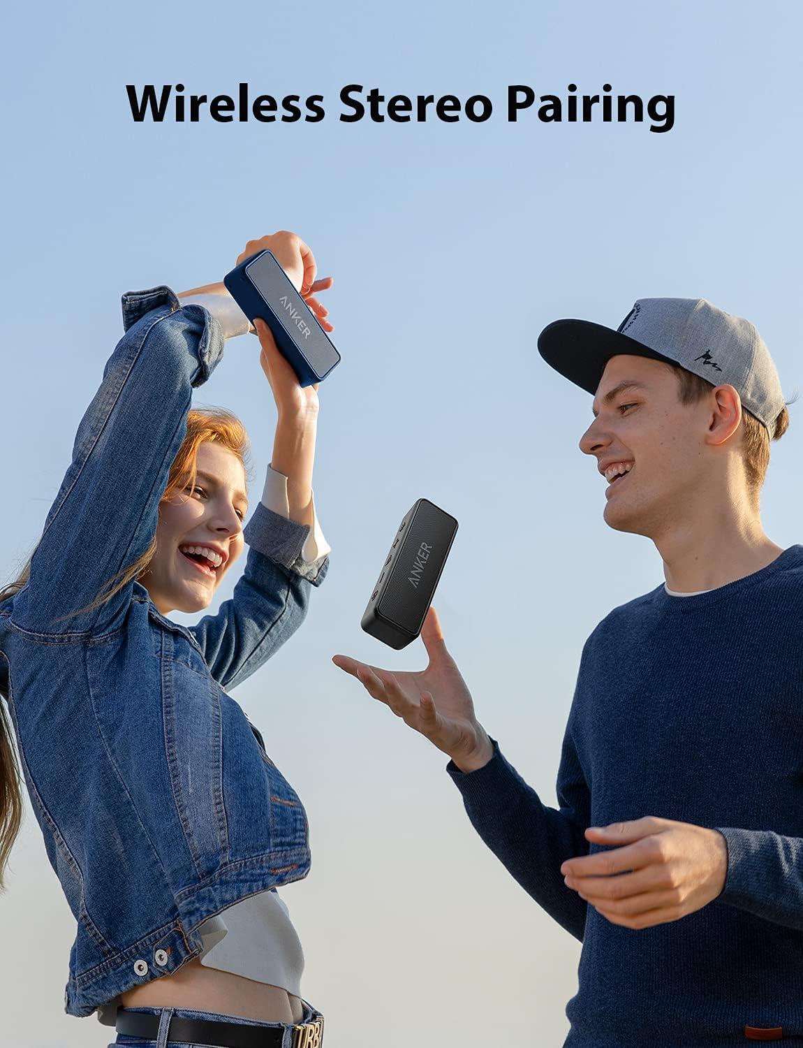 imageAnker Soundcore 2 Portable Bluetooth Speaker with Stereo Sound Bluetooth 5 Bassup IPX7 Waterproof 24Hour Playtime Wireless Speaker for Home Outdoors TravelNavy Blue
