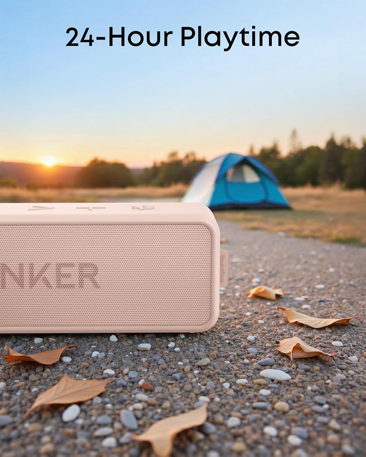imageAnker Soundcore 2 Portable Bluetooth Speaker with Stereo Sound Bluetooth 5 Bassup IPX7 Waterproof 24Hour Playtime Wireless Speaker for Home Outdoors TravelPink