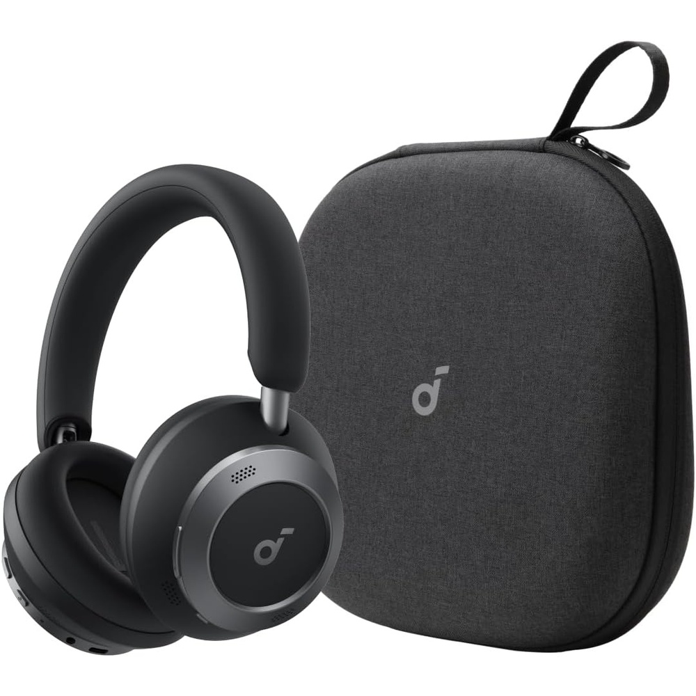imageSoundcore Space One Pro by Anker with Headphones Case Adaptive Active Noise Cancelling Headphones Driven by 6 Mics Super Foldable Design 60H Lossless Audio UltraFast Charging HiRes Wireless