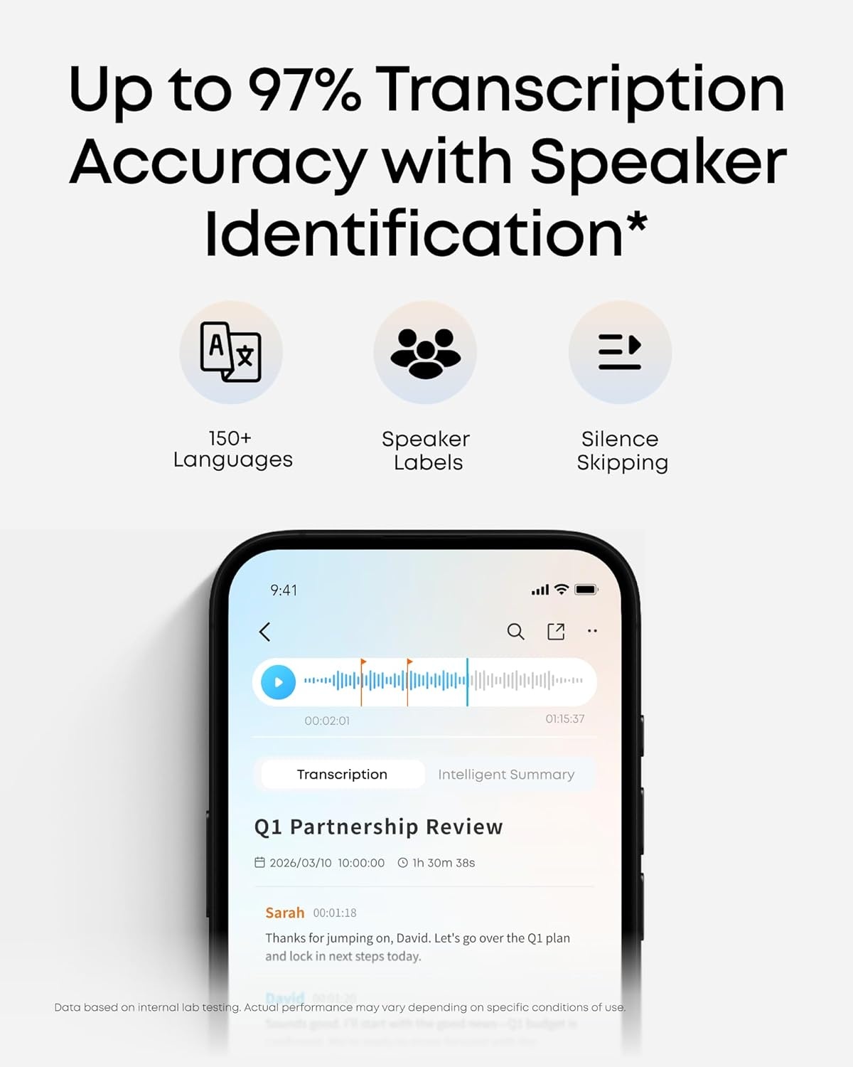 image:imagesoundcore Work AI Voice Recorder by Anker Wearable Note Taker for Meetings Transcribe and Summarize MFi Certified 64GB 150 Languages USBC Charging 32H Recording Find MyBlack