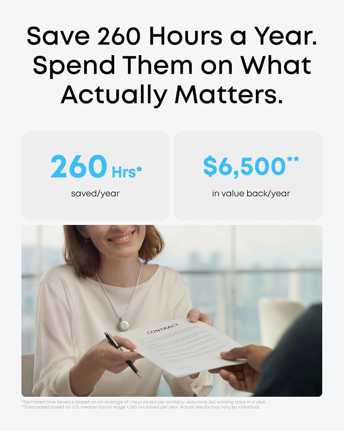 image:imagesoundcore Work AI Voice Recorder by Anker Wearable Note Taker for Meetings Transcribe and Summarize MFi Certified 64GB 150 Languages USBC Charging 32H Recording Find MyWhite