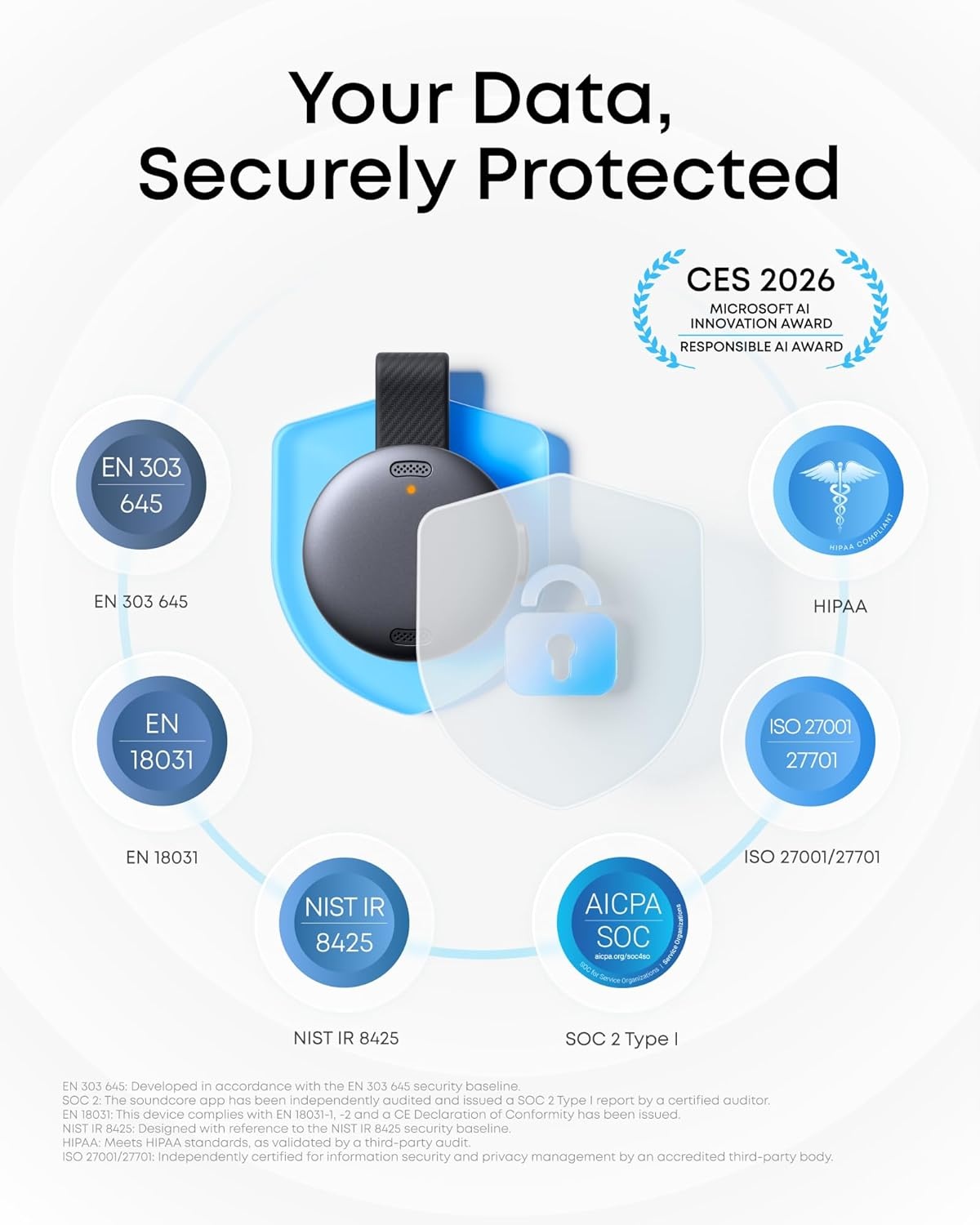 image:imagesoundcore Work AI Voice Recorder by Anker Wearable Note Taker for Meetings Transcribe and Summarize MFi Certified 64GB 150 Languages USBC Charging 32H Recording Find MyBlack