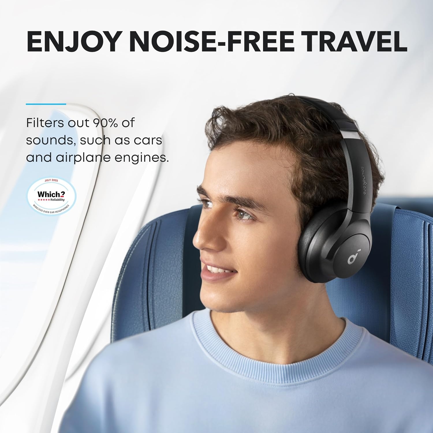 image:imageSoundcore by Anker Q20i Hybrid Active Noise Cancelling Headphones with Headphones Case Wireless OverEar Bluetooth 40H Long ANC Playtime HiRes Audio Big Bass Customize via an App