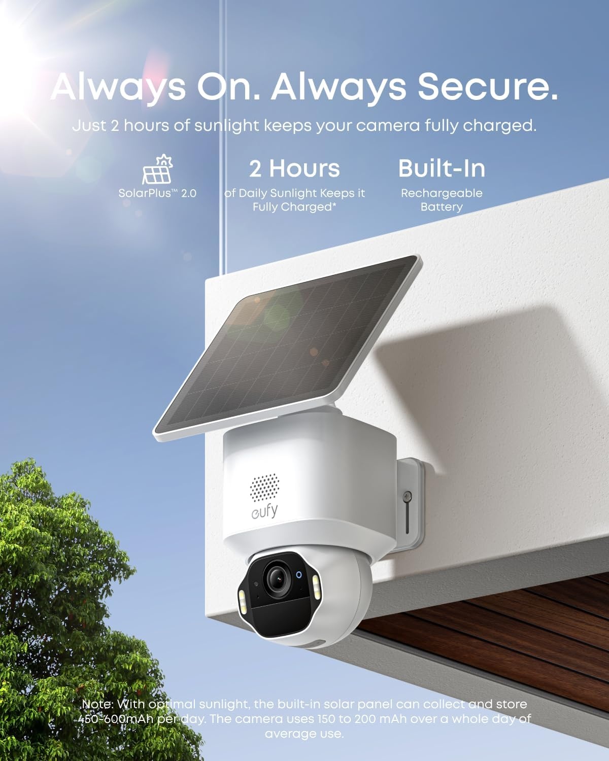 image:imageeufy Security SoloCam E42 4Cam Kit 4K Security Camera Wireless Outdoor Solar Powered AI Motion Tracking Strobe Light Pan amp Tilt Facial Recognition Builtin Local Storage Up to 16TB4Cam Kit