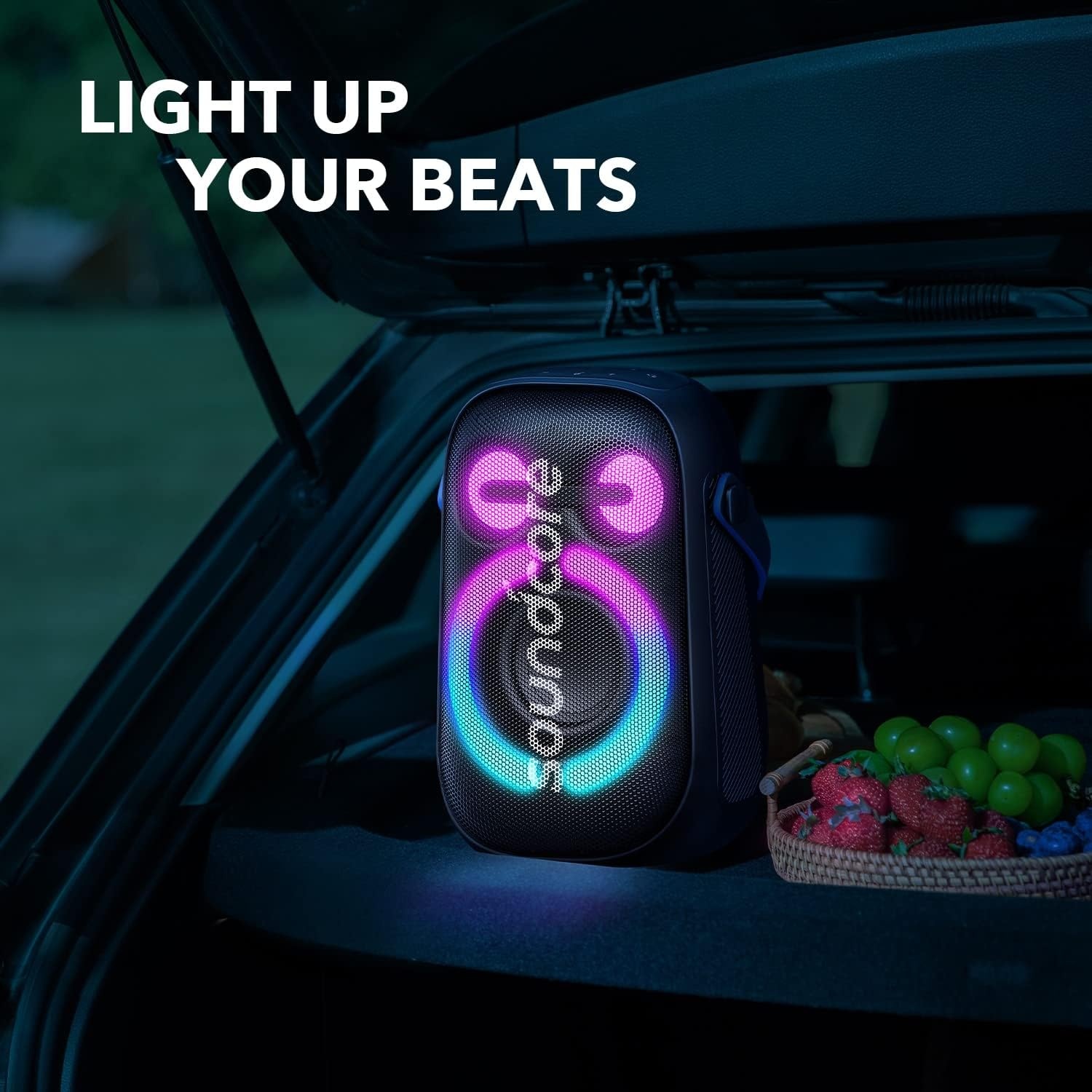 image:imageSoundcore Anker Rave Neo 2 Portable Speaker with 80W Stereo Sound PartyCast 20 Light Show IPX7 Waterproof Floats on Water 18H Playtime Customizable EQ amp Bass Up for Party Tailgating Backyard