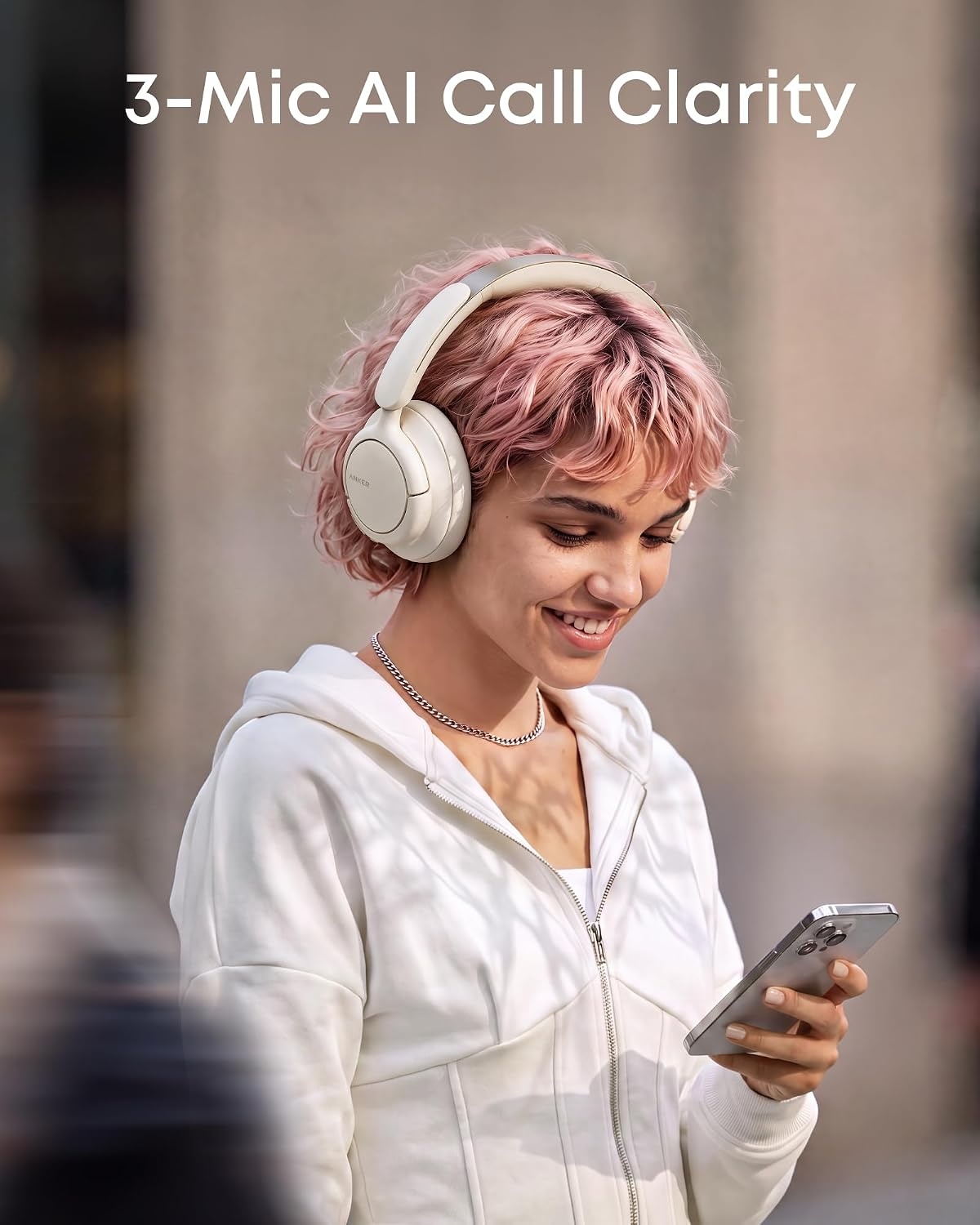 image:imageSoundcore by Anker Q31i Adaptive Noise Cancelling OverEar HeadphonesCream White