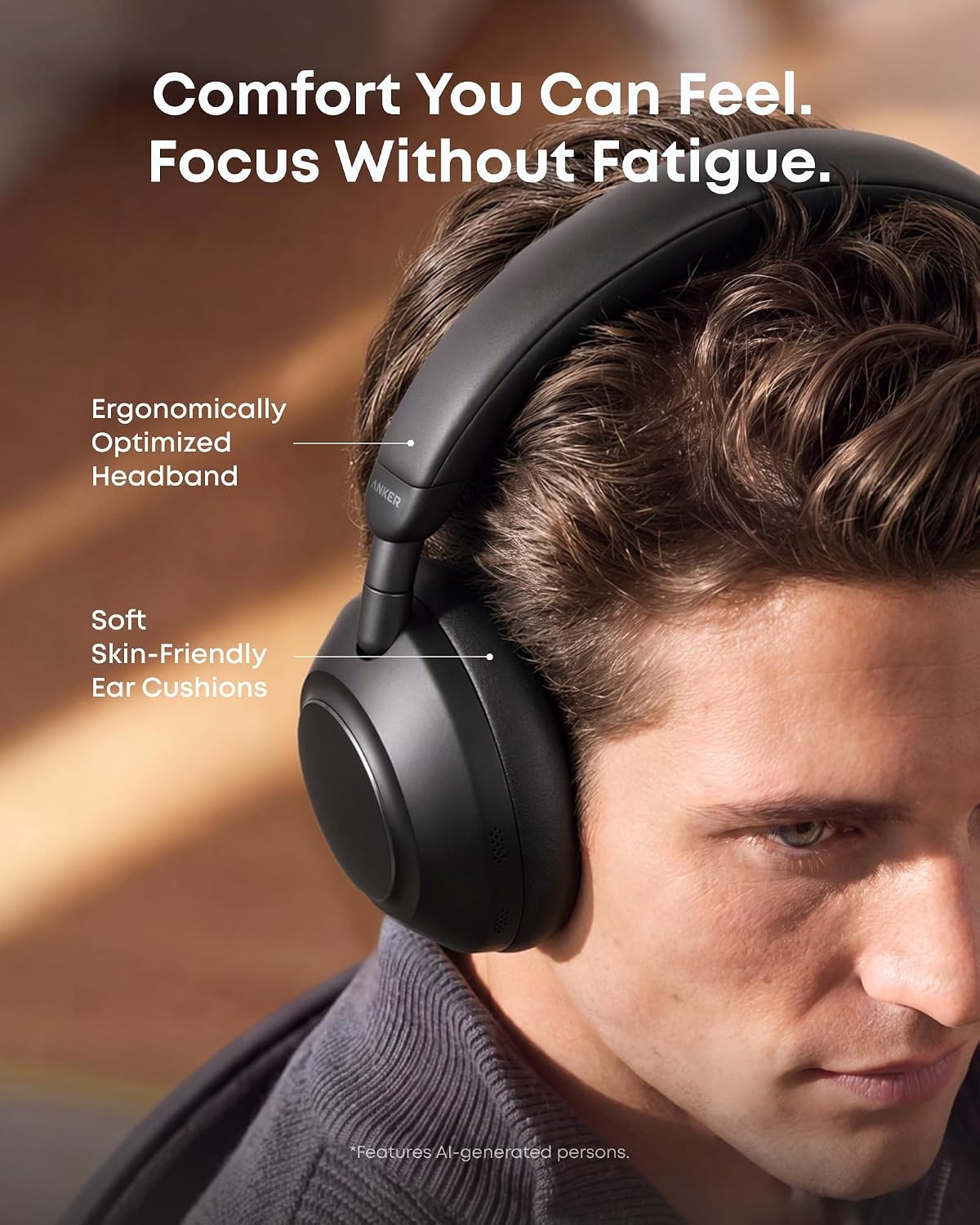 image:imageSoundcore Anker Space 2 Pro ANC OverEar Headphones Crystal Clear CallJet Black